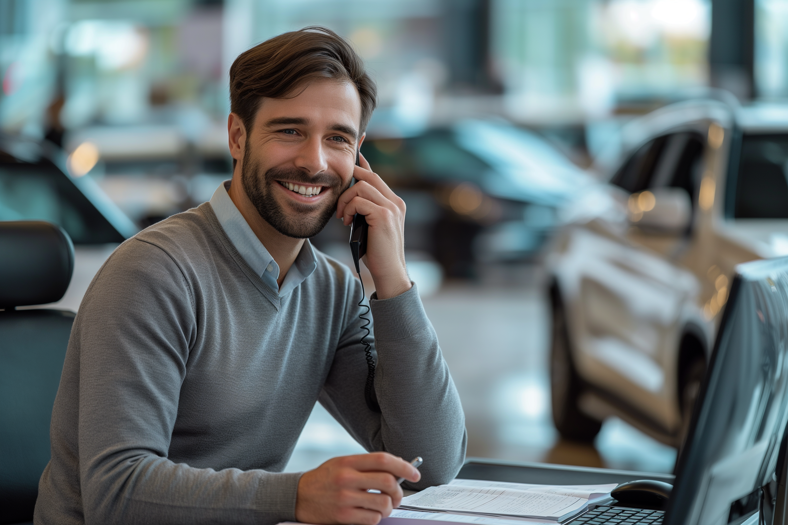 Salesmen Talking on Telephone